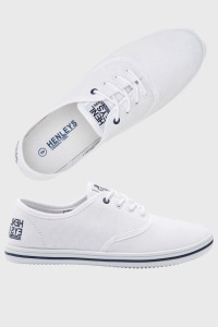 9 X BRAND NEW MENS HENLEYS MILO WHITE LACE UP CANVAS TRAINERS SIZES 6-7-12