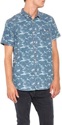 9 X BRAND NEW BRAVE SOUL MENS ATHOS DENIM CHAMBRAY CAMO SHIRT SLEEVE SHIRT SIZE SMALL