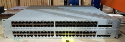 2 X CISCO MERAKI ( MS210 - 48FP) 48 PORT GIGABIT ETHERNET 740W PoE SWITCH BOARDS ( NO POWER LEADS )