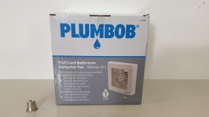 12 X BRAND NEW PLUMBOB PULL CORD BATHROOM EXTRACTOR FANS 100MM (4") WITH LOW 45dBA NOISE LEVEL (PROD CODE 317841) RRP £19.69 EACH (EXC VAT) - IN 1 CARTON
