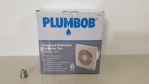 12 X BRAND NEW PLUMBOB STANDARD BATHROOM EXTRACTOR FANS 100MM (4") WITH LOW 45dBA NOISE LEVEL (PROD CODE 934172) RRP £18.35 EACH (EXC VAT) - IN 1 CARTON