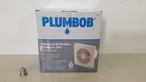 12 X BRAND NEW PLUMBOB STANDARD BATHROOM EXTRACTOR FANS 100MM (4") WITH LOW 45dBA NOISE LEVEL (PROD CODE 934172) RRP £18.35 EACH (EXC VAT) - IN 1 CARTON