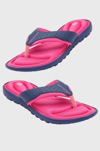 12 X BRAND NEW DUNLOP WOMANS MEMORY FOAM FLIP FLOPS IN NAVY FUCHSIA - ALL IN SIZE UK 5 - IN 1 BOX