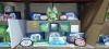 APPROX 200 X FACTORY SEALED TISSUE BOXES / TISSUE MULTIPLE PACKS IN VARIOUS SIZES & DESIGNS - MAINLY SUPERMARKET, CASH & CARRY & PHARMACY BRANDED (NOTE: THESE ARE FACTORY APPROVAL SAMPLES- BATCH NUMBER & DATE MARKED BUT IDEAL FOR END USER)