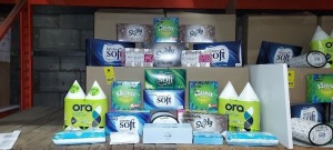 APPROX 200 X FACTORY SEALED TISSUE BOXES / TISSUE MULTIPLE PACKS IN VARIOUS SIZES & DESIGNS - MAINLY SUPERMARKET, CASH & CARRY & PHARMACY BRANDED (NOTE: THESE ARE FACTORY APPROVAL SAMPLES- BATCH NUMBER & DATE MARKED BUT IDEAL FOR END USER)