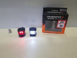 50 X BOXED MUDDYFOX SILICON LIGHT SET - FRONT LIGHT 2 WHITE LED / REAR LIGHT 2 RED LED - RANE 200 - 400 M - IN 1 BAG