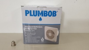 12 X BRAND NEW PLUMBOB STANDARD BATHROOM EXTRACTOR FANS 100MM (4") WITH LOW 45dBA NOISE LEVEL (PROD CODE 934172) RRP £18.35 EACH (EXC VAT) - IN 1 CARTON