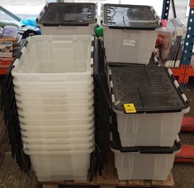 20 X 40 LITRE CLEAR PLASTIC TUBS WITH LIDS