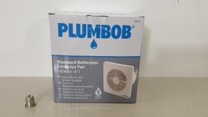 12 X BRAND NEW PLUMBOB STANDARD BATHROOM EXTRACTOR FANS 100MM (4") WITH LOW 45dBA NOISE LEVEL (PROD CODE 934172) RRP £18.35 EACH (EXC VAT) - IN 1 CARTON