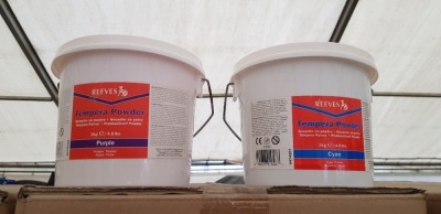 240 X BRAND NEW TEMPERA POWDER PAIN IN 2 KG TUBS IN CYAN - WHITE - PURPLE ETC
