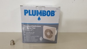 12 X BRAND NEW PLUMBOB STANDARD BATHROOM EXTRACTOR FANS 100MM (4") WITH LOW 45dBA NOISE LEVEL (PROD CODE 934172) RRP £18.35 EACH (EXC VAT) - IN 1 CARTON