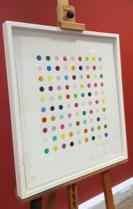 DAMIEN HIRST SIGNED PRINT TITLED 'NINETY COLOUR SPOTS' SCREENPRINT IN COLOURS WITH VARNISH ON WOVE PAPER IN A WHITE FRAME SIZE : 76 X 98 CM EDITION: 96 OF 500 SIGNED BY DAMIEN HIRST (AUTHENTICATED BY AN INDEPENDANT ART VALUER)