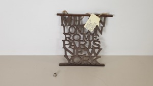 360 X BRAND NEW CITY NAMED DIE CUT PLAQUES (MILAN, LONDON, ROME, PARIS, NEW YORK) IN 15 BOXES