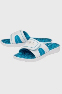 14 X BRAND NEW DUNLOP ADJUSTABLE STRAP MEMORY FOAM SLIDERS - WOMANS JAYNE SLIDERS IN WHITE/ BLUE 1=UK4 / 3 = UK 5 / 4 = UK 6 / 3=UK7 / 2= UK 8 / 1= UK 9 / ALL IN 1 BOX