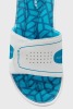 14 X BRAND NEW DUNLOP ADJUSTABLE STRAP MEMORY FOAM SLIDERS - WOMANS JAYNE SLIDERS IN WHITE/ BLUE 1=UK4 / 3 = UK 5 / 4 = UK 6 / 3=UK7 / 2= UK 8 / 1= UK 9 / ALL IN 1 BOX - 3