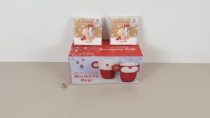 CHRISTMAS LOT CONTAINING CHARITY CHRISTMAS (1000+) AND 36 X SET OF TWO MOUSTACHE MUGS