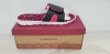16 X BRAND NEW DUNLOP ADJUSTABLE STRAP MEMORY FOAM SLIDERS BLACK/FUCHSIA SIZES 6-7-8
