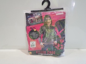 7 X BRAND NEW KILLER CROC MENS FANCY DRESS RUBIES SUICIDE SQUAD VILLAIN ADULTS HALLOWEEN COSTUME KIT - INCLUDES MASK AND TOP WITH ATTACHED HOOD - IN SIZE M/L ( RRP £ 30.00 PP )