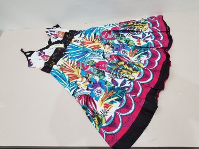 14 X BRAND NEW PISTACHIO MULTI COLOURED / BLACK SUMMER DRESSES - ALL IN SIZE L ( RRP £ 25.00 PP ) - IN BAGS