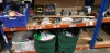 400+ MIXED LOT CONTAINING PAINTBRUSH SETS , PARQUET FLOOR PAD SETS , BARBECUE BRUSHS , PIZZA STONES , KIDS PACK LUNCH BAGS , NOTE BOOKS , GEL PENS , GARDEN PRESSURE SPRAYER , ELECTRIC TOOTHBRUSHS , ETC ON 3 SHELFS