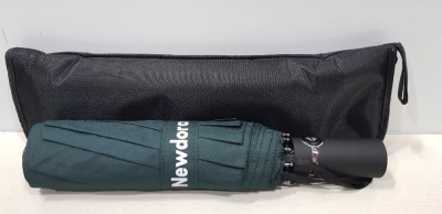 20 X BRAND NEW NEWDORA TRAVEL FOLDING UMBRELLA AUTO OPEN - INCLUDES MICROFIBRE CLOTH - IN DARK GREEN