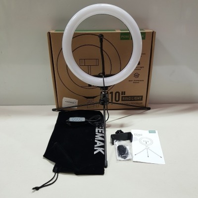 15 X BRAND NEW JEEMAK PC50 10 INCH RING LIGHT WITH TABLETOP 360 DEGREE ROTATABLE STAND AND PHONE HOLDER / 11 BRIGHTNESS LEVELS - IN 15 BOXES