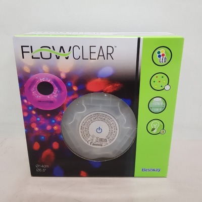 12 X BRAND NEW FLOW CLEAR LAZY-Z-SPA HOT TUB FLOATING LIGHT WITH 4 LED IN 4 COLOURS ( YELLOW , RED , BLUE AND GREEN ) WITH 7 FLASHING LIGHT MODES ( 6 X 19 X 2 CM DIMENSIONS ) RRP £22.99PP - IN 1 BOX