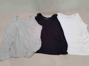 27 BRAND NEW SETS OF 3 CAPSULE VEST TOPS IN GREY WHITE AND BLACK IN SIZES 20/22