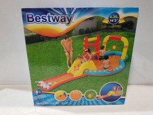 4 X BRAND NEW BESTWAY KIDS LIL CHAMP PLAY CENTRE PADDLING POOL WITH SLIDE (435 X 213 X 117cm) (RRP £69.99) IN 2 BOXES