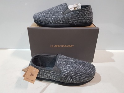 8 X BRAND NEW DUNLOP MEMORY FOAM SLIPPERS IN GREY IN SIZE UK 10 & 11 (RRP £19.99) IN 1 BOX