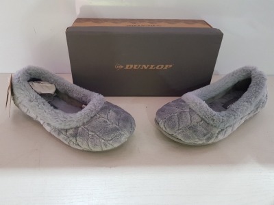 17 X BRAND NEW DUNLOP OLWEN WOMEN'S SLIPPERS IN GREY IN SIZE UK 3, 4, 5, 6 & 7 (RRP £29.99) IN 2 BOXES