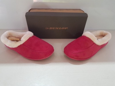 12 X BRAND NEW DUNLOP PAULINE MICROFIBRE SLIPPERS IN ROSE IN SIZE UK 3, 4, 5, 6, 7 (RRP £29.99) IN 1 BOX