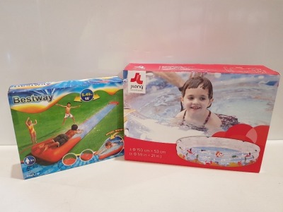 11X BRAND NEW MIXED LOT CONTAINING 8X BESTWAY SPEED RAMP - SIZE 5.49M 3X JILONG 150CM X 53CM PADDLING POOLS