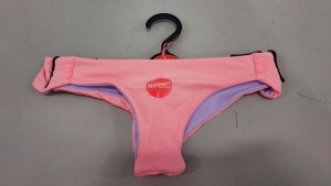 210 X BRAND NEW PRIMARK REVERSIBLE CORAL AND PURPLE BIKINI BOTTOMS IN SIZES 6 TO 18 ETC