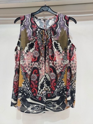 140 X BRAND NEW UNBRANDED FLOWER PRINT VEST/BLOUSE IN VARIOUS SIZES