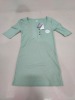 140 X BRAND NEW F&F CREW NECK BUTTONED TOPS IN KHAKI IN SIZES UK 8, 12, 14, 20 AND 22 IN 2 BOXES