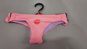 210 X BRAND NEW PRIMARK REVERSIBLE CORAL AND PURPLE BIKINI BOTTOMS IN SIZES 6 TO 18 ETC