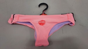 210 X BRAND NEW PRIMARK REVERSIBLE CORAL AND PURPLE BIKINI BOTTOMS IN SIZES 6 TO 18 ETC