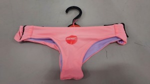 210 X BRAND NEW PRIMARK REVERSIBLE CORAL AND PURPLE BIKINI BOTTOMS IN SIZES 6 TO 18 ETC