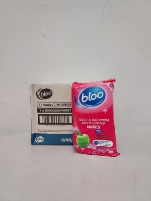 3,528 PIECE LOT CONTAINING BLOO TOILET & BATHROOMS MULTI-SURFACE WIPES, SWEET APPLE FRAGRANCE, 36 WIPES PER PACK , IN 17 BOXES.