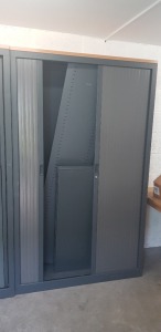 4 X GREY 4 SHELVED SLIDING DOOR CABINETS SIZE 200CM H X 120CM W X 43CM D