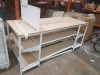 1 X BAY TABLE WITH 2 TIER UNDER SHELVING WOOD BOARDS (0.95m H x 2.22m L x 0.95m W) LOT SELLING UNIT IS ALL THAT YOU SEE IN THE IMAGE