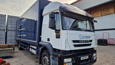 BLUE IVECO STRALIS (DIESEL) REG NO: NX10 BYF, ENGINE SIZE: 7790CC, BOX VAN, FIRST REGISTERED: 04/03/2010, WITH 2 KEYS, V5, HAS MOT, KILOMETRES: 714,762, TWIN SLEEPER CAB, 18T BOX WITH TAIL LIFT, AUTOMATIC