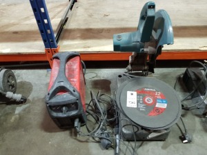 1 X TELWIN CLEANTECH 200 WELD CLEANING KIT ( 850020) JUST MACHINE NO CLEANING PRODUCTS INCLUDED AND 1 X MAKITA LW1401) CHOP SAW WITH 8 X 12 METAL CUTTING DISC
