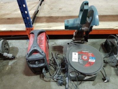1 X TELWIN CLEANTECH 200 WELD CLEANING KIT ( 850020) JUST MACHINE NO CLEANING PRODUCTS INCLUDED AND 1 X MAKITA LW1401) CHOP SAW WITH 8 X 12 METAL CUTTING DISC