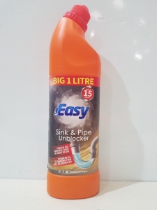 81 PIECE LOT CONTAINING BIG 1 LITER EASY SINK & PIPE UNBLOCKER WORKS IN 15 MINUTES , 9 IN A BOX IN 9 BOXES ,