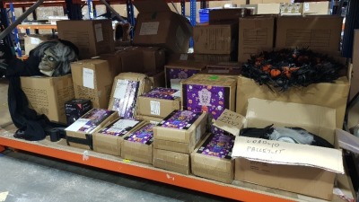 23 PIECE MIXED LOT CONTAINING HALLOWEEN ANIMATED HEADLESS BUTLER / STANDING SHAKING PUMPKIN / INFLATABLE SCARECROW / INFLATABLE STACKABLE PUMPKINS BOBBLY PUMPKIN HEADBANDS 3.6 M INFLATABLE GHOST ETC - LED PROJECTOR ( UNOPENED SEALED CUSTOMER RETURNS ) O