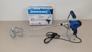 2 X BRAND NEW SILVERLINE DIY 850W PAINT / CEMENT / PLASTER MIXERS WITH 120MM DIA PADDLE, 80 LITRE CAPABILITY (PRODUCT CODE 263965) - (WITH 3 YEARS MANUFACTURERS GUARANTEE)