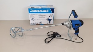 2 X BRAND NEW SILVERLINE DIY 850W PAINT / CEMENT / PLASTER MIXERS WITH 120MM DIA PADDLE, 80 LITRE CAPABILITY (PRODUCT CODE 263965) - (WITH 3 YEARS MANUFACTURERS GUARANTEE)