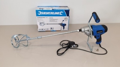 2 X BRAND NEW SILVERLINE DIY 850W PAINT / CEMENT / PLASTER MIXERS WITH 120MM DIA PADDLE, 80 LITRE CAPABILITY (PRODUCT CODE 263965) - (WITH 3 YEARS MANUFACTURERS GUARANTEE)